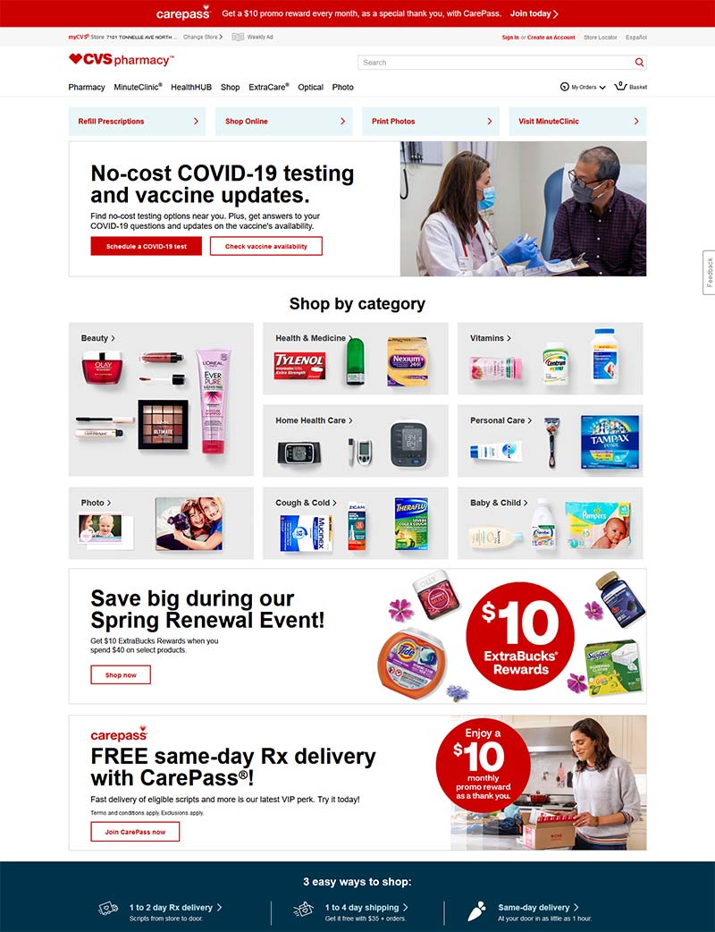 CVS 美国知名药妆连锁品牌购物网站