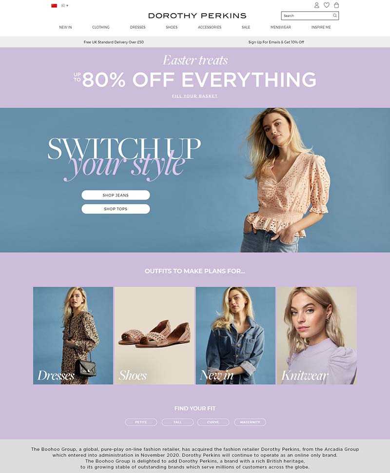 Dorothy Perkins UK 英国品牌女装购物网站