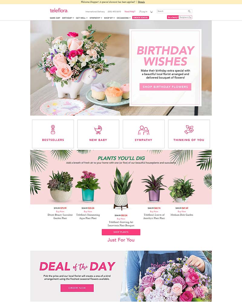 Teleflora 美国品牌鲜花预订网站