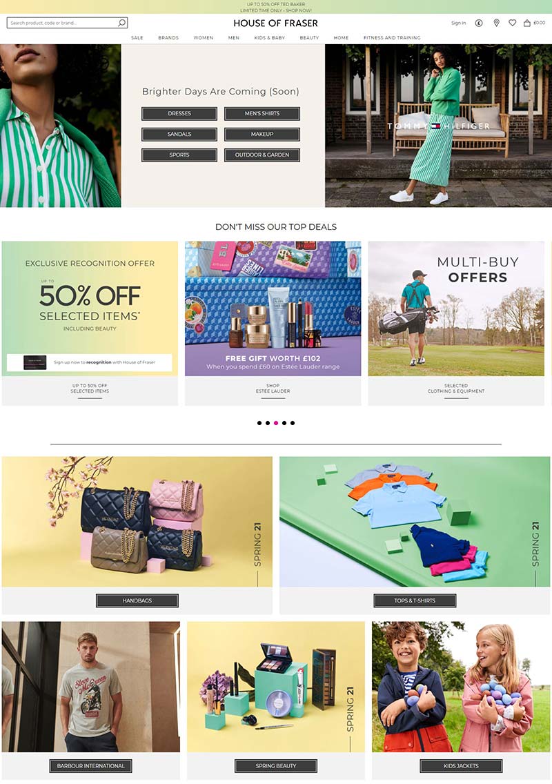 House Of Fraser 英国连锁百货品牌购物网站