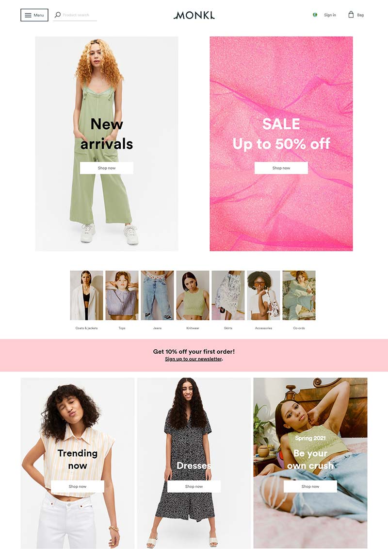 Monki 瑞典时尚女装品牌购物网站
