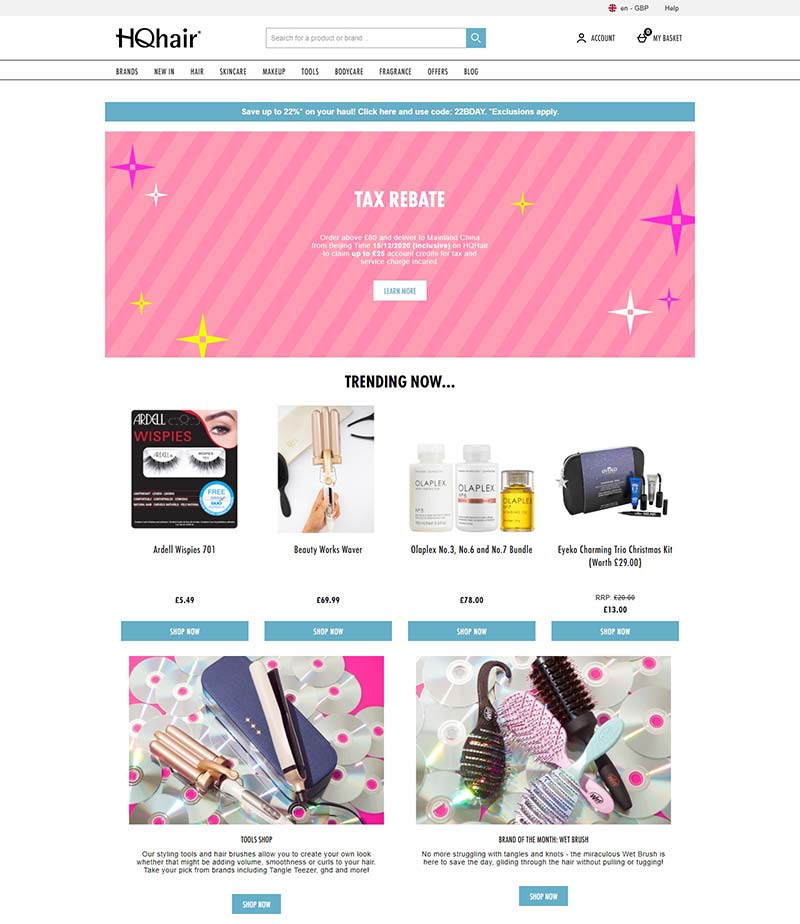 HQhair 英国高端洗护品牌网站
