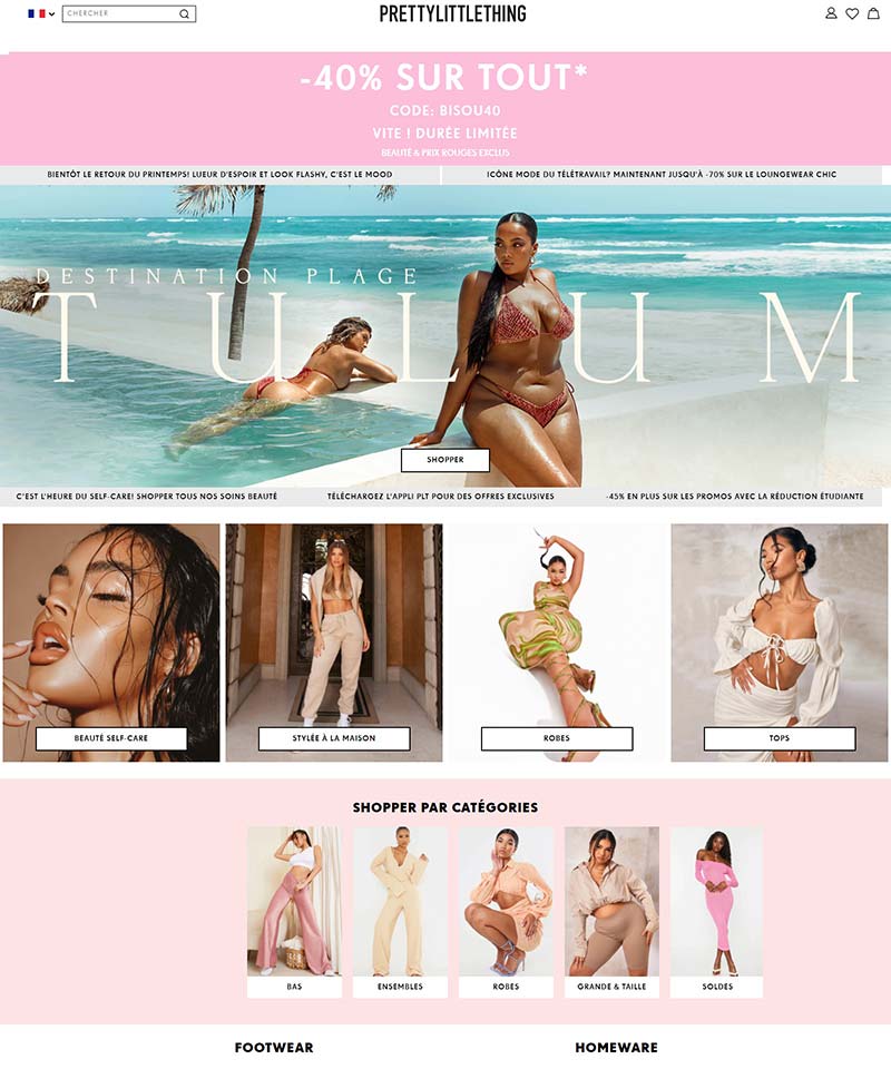 PrettyLittleThing FR 英国时尚女装法国官网