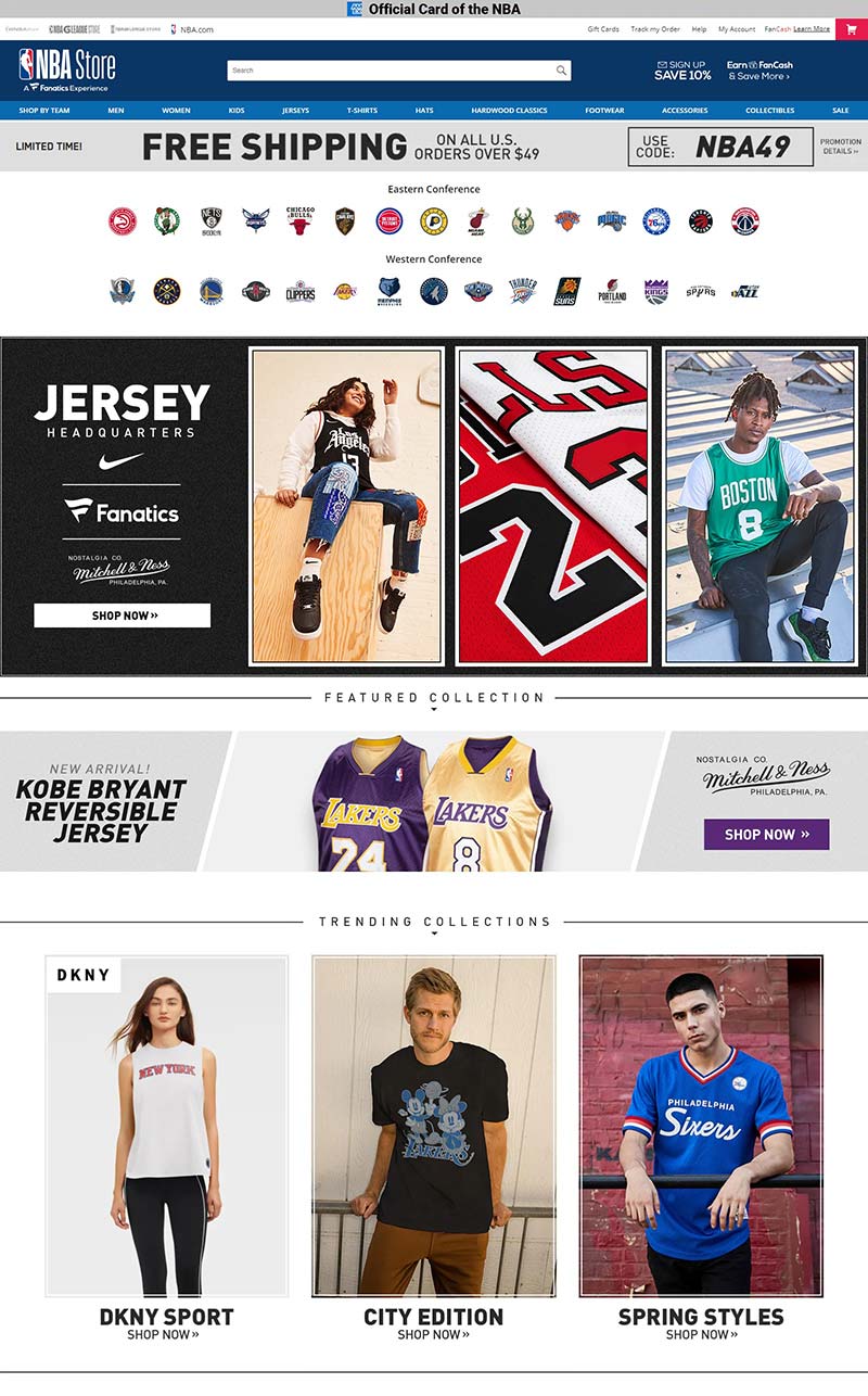 NBA Store NBA服装配饰购物网站