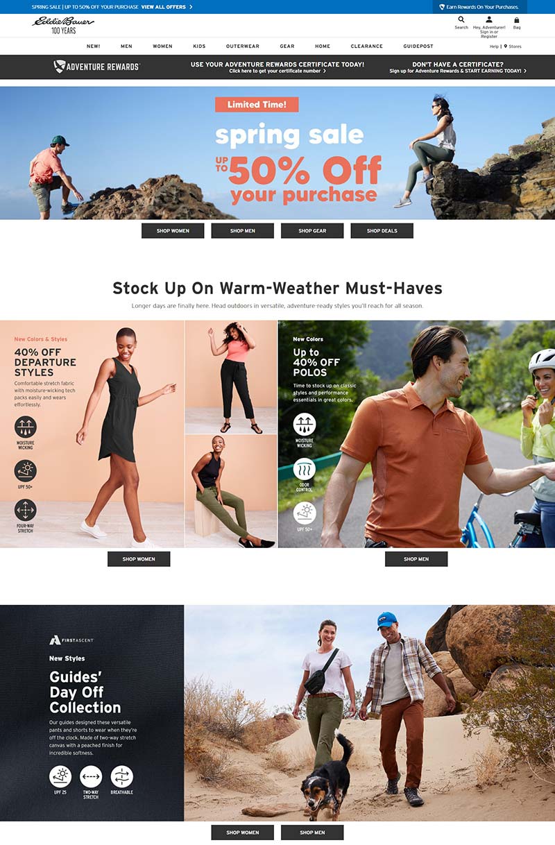 Eddie Bauer 美国时尚服饰品牌网站