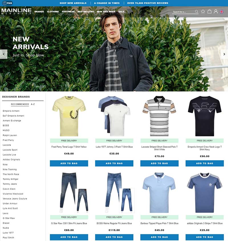 Mainline Menswear 英国品牌男装购物网站