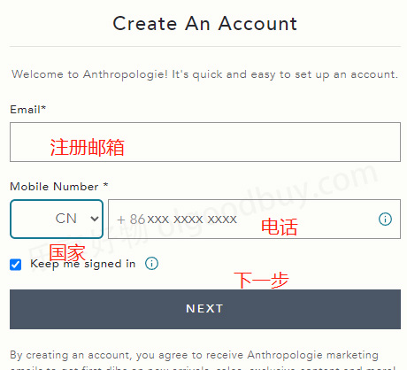 Anthropologie official website register account