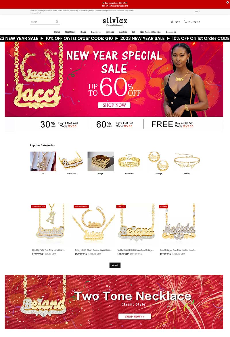 Silviax Jewery 美国个性珠宝品牌购物网站