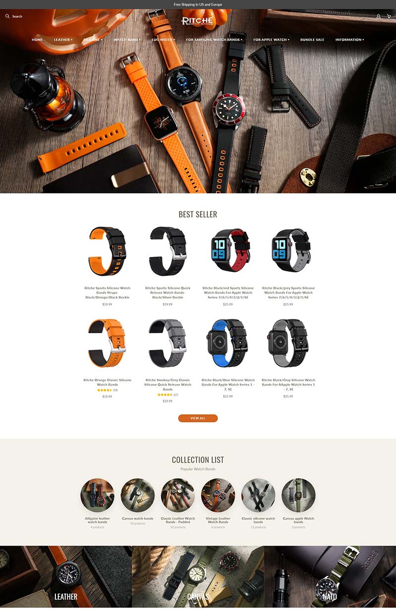 Ritche Watch Bands 美国专业手表表带订购网站