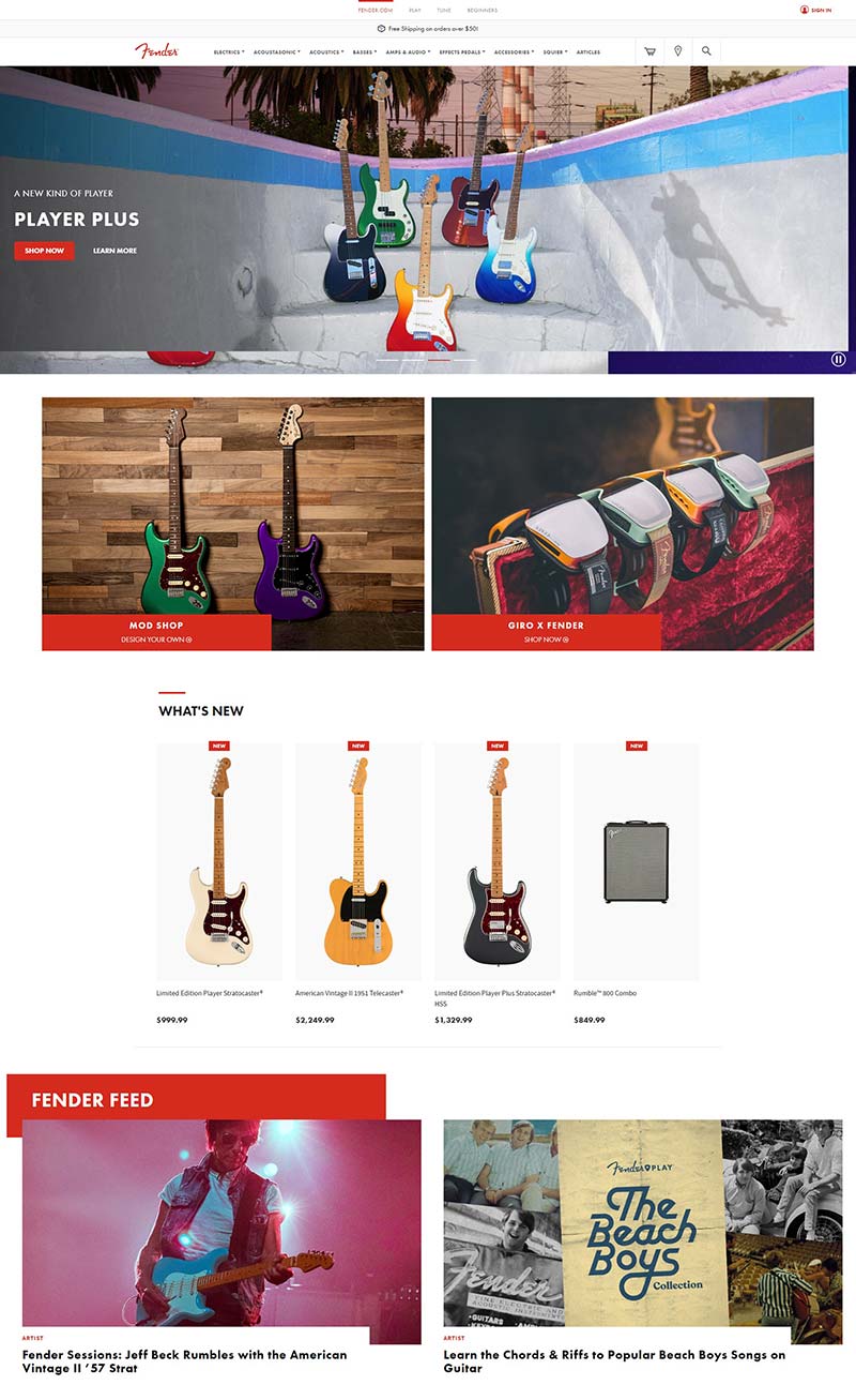 Fender 美国专业电吉他品牌购物网站