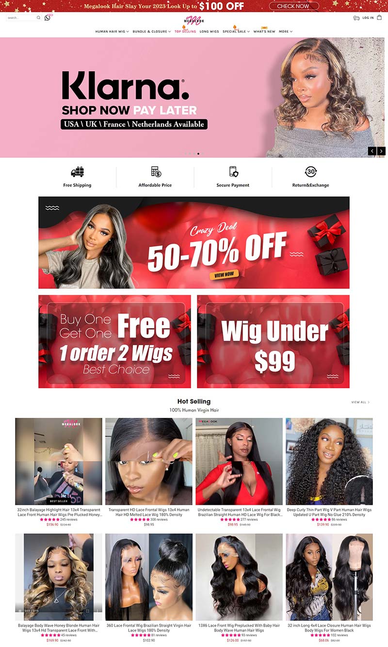 Megalook Hair 中国美容假发产品购物网站