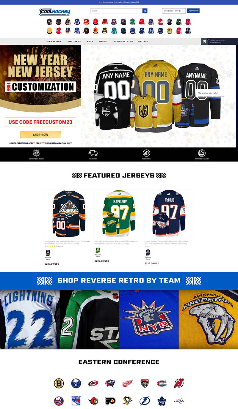 CoolHockey 美国曲棍球球衣购物网站