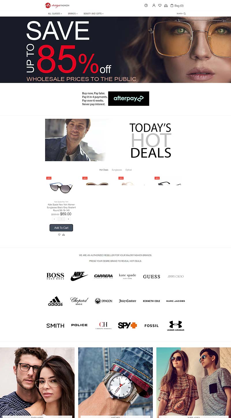MegaFashion 美国时尚太阳镜品牌购物网站