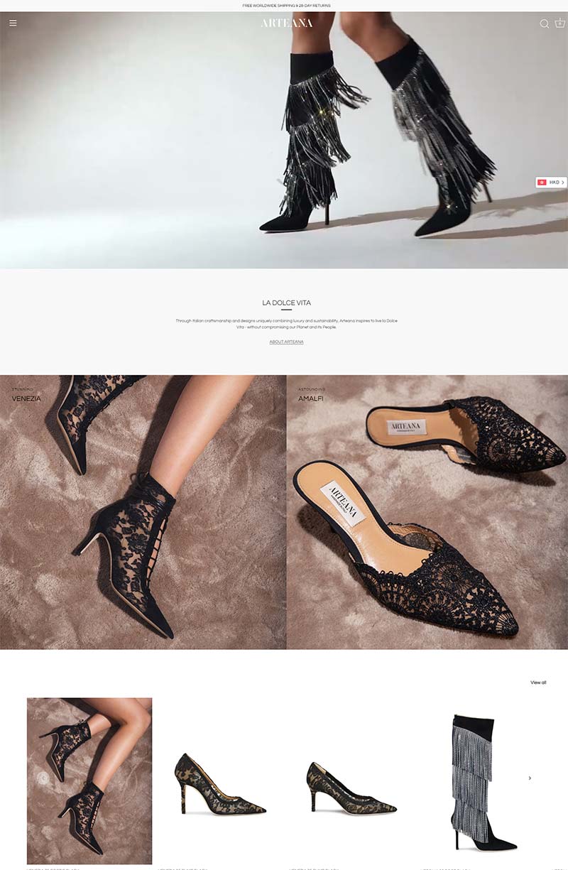 Arteana Fashion 美国设计师鞋履品牌购物网站