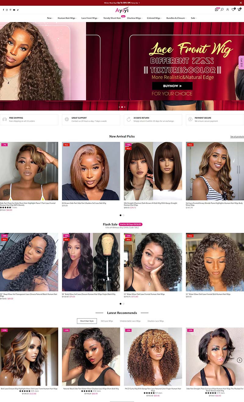 Ayiyihair 中国美容假发产品购物网站