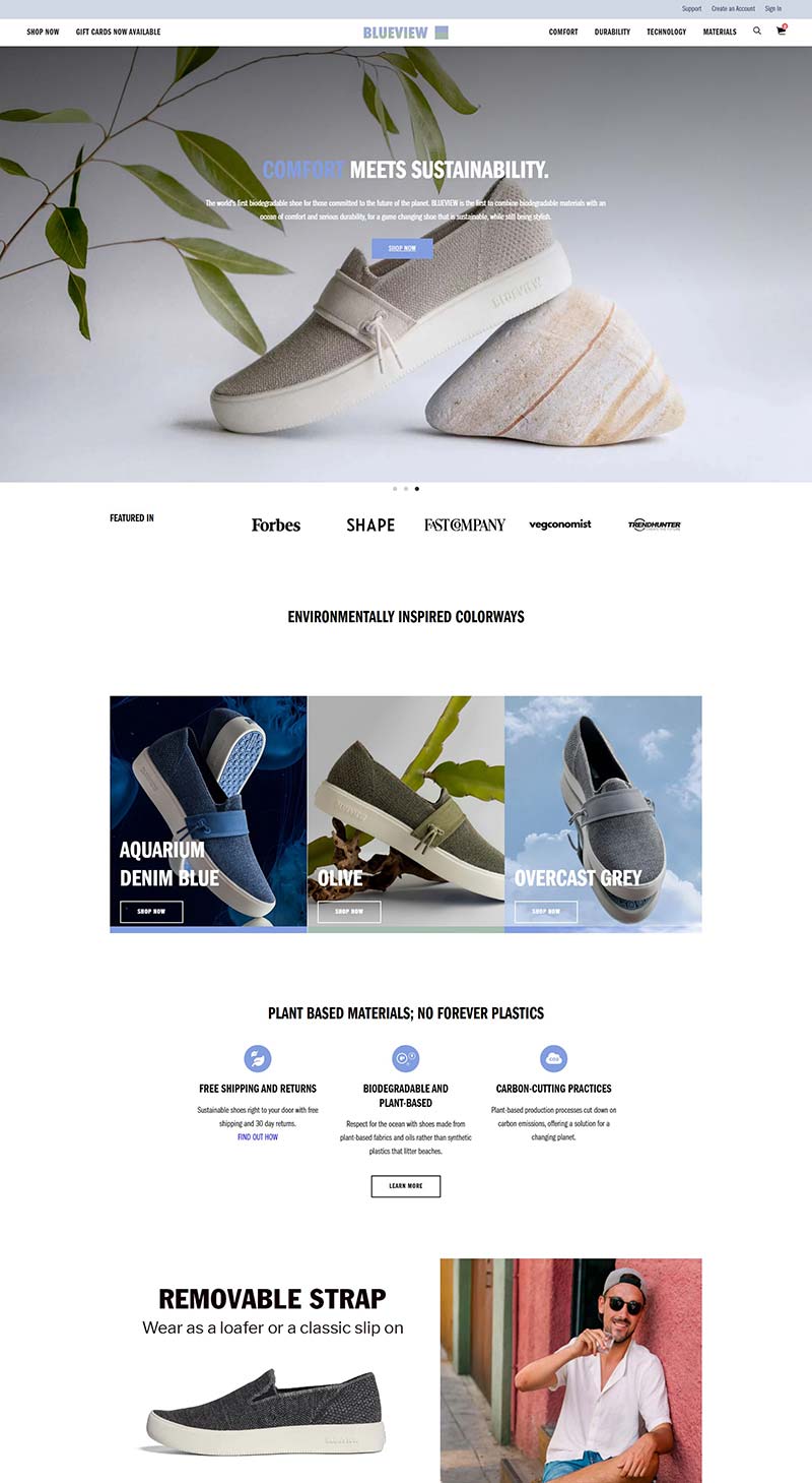 Blueview Footwear 美国环保鞋履品牌购物网站