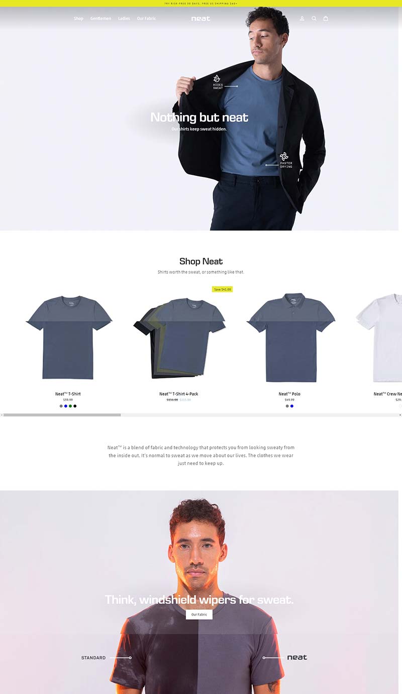 Neat Apparel 美国吸湿排汗服装购物网站