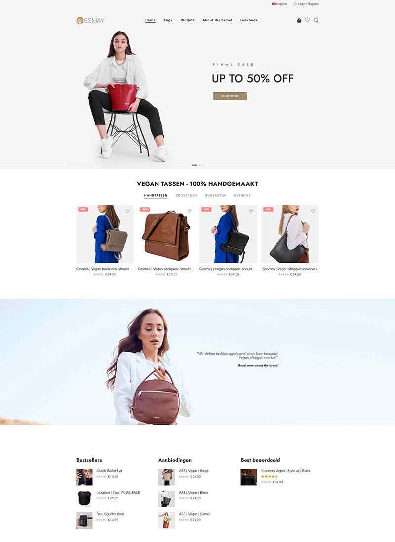 Esmay Store 荷兰时尚纯素女包购物网站