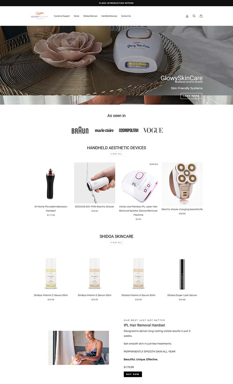 GlowyskinCare 英国家庭沙龙护肤品牌购物网站