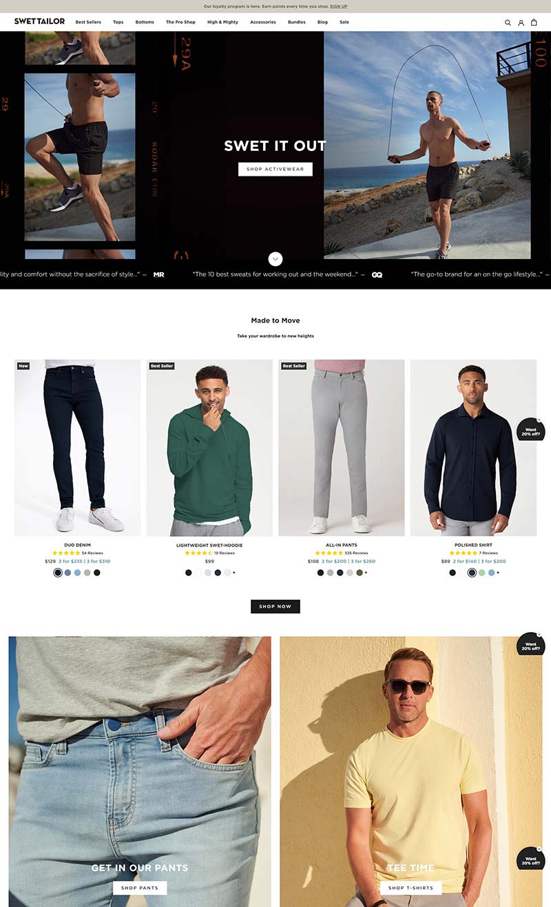 Swet Tailor 美国休闲男装品牌购物网站