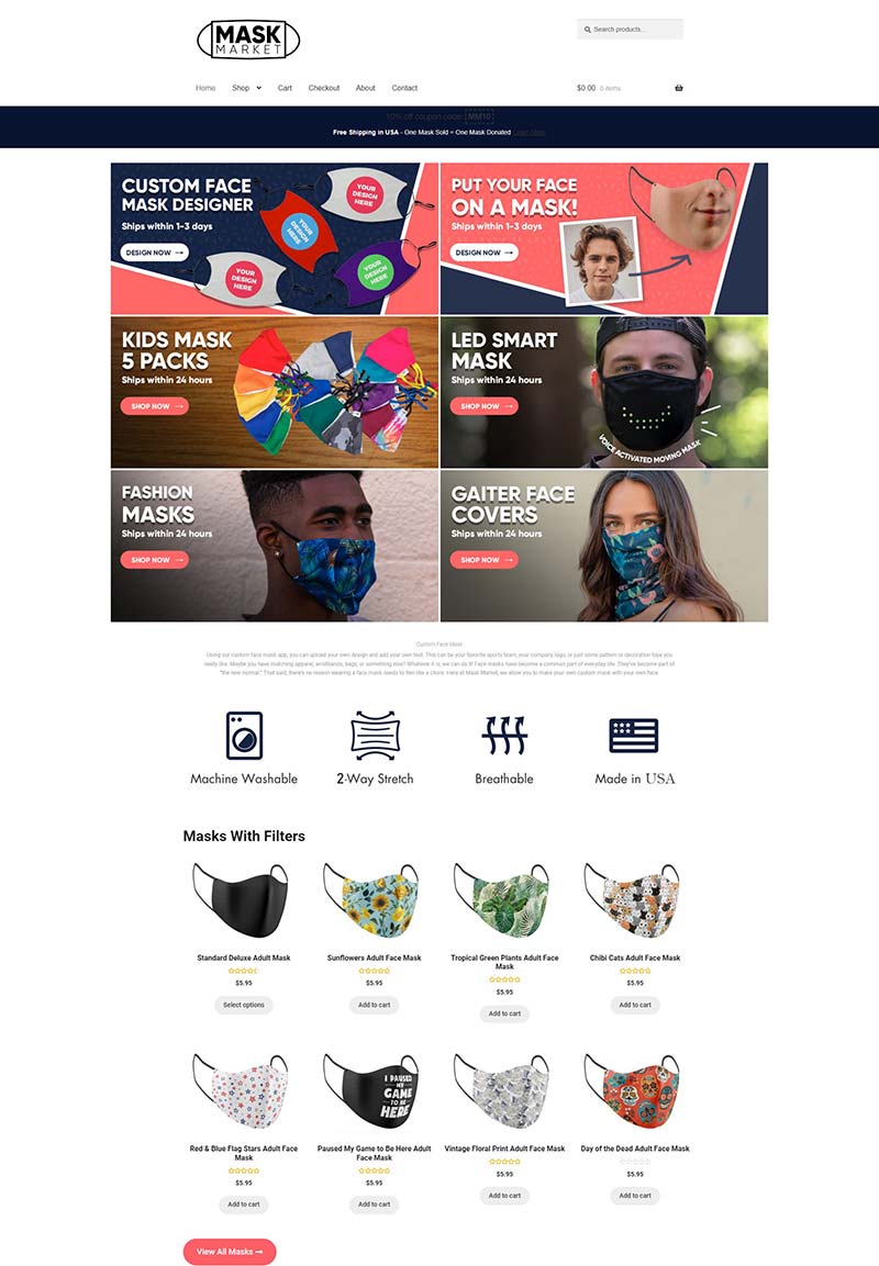 Mask Market 美国口罩面罩定制网站
