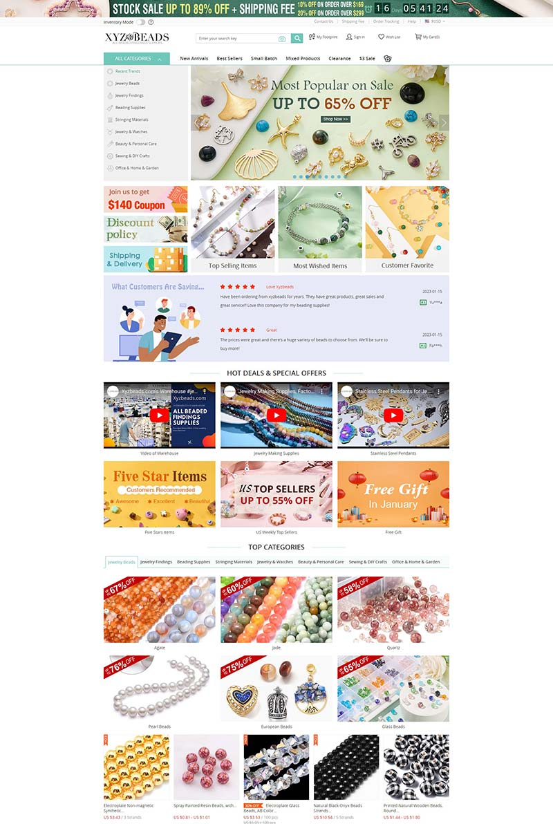 xyzbeads 美国小商品配饰购物网站