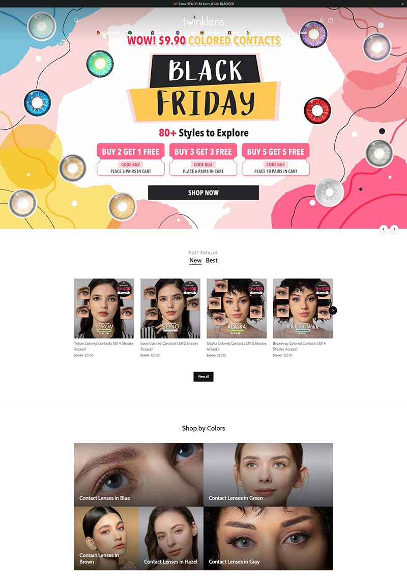 Twinklens 美国个性隐形眼镜品牌购物网站