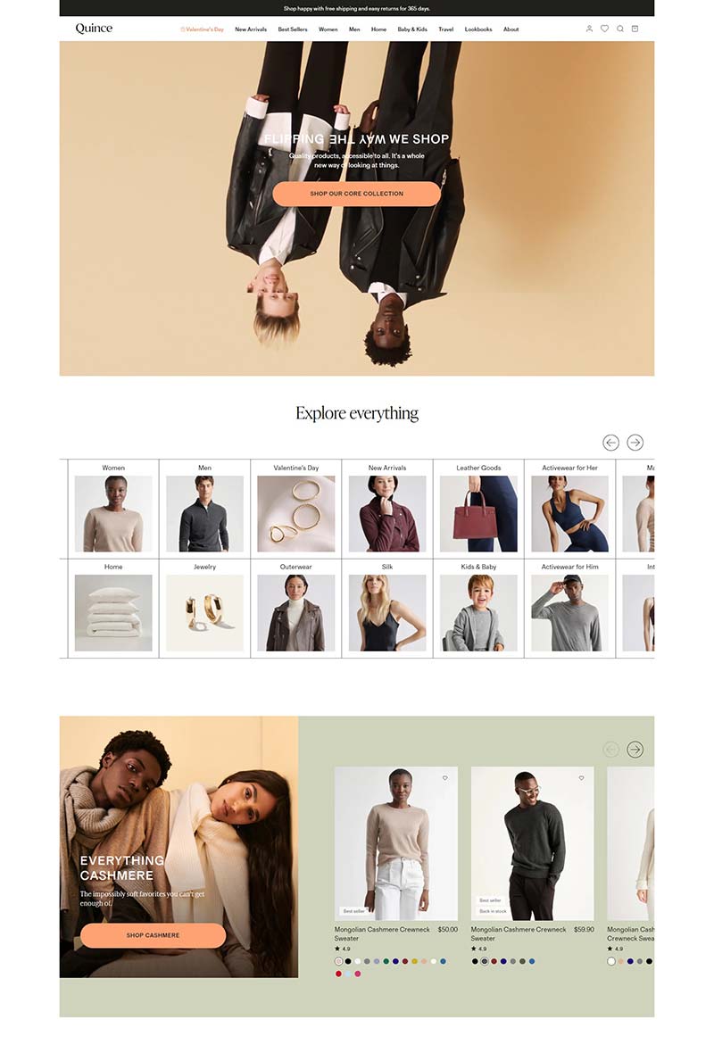 Quince USA 美国高端生活服饰品牌购物网站