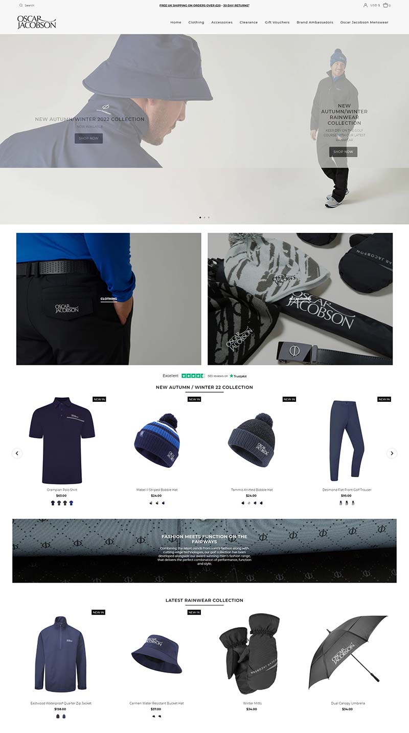 Oscar Jacobson Golf 英国时尚高尔夫服饰购物网站