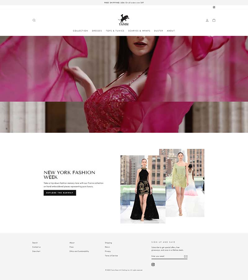 TANISI 美国设计师女装品牌购物网站
