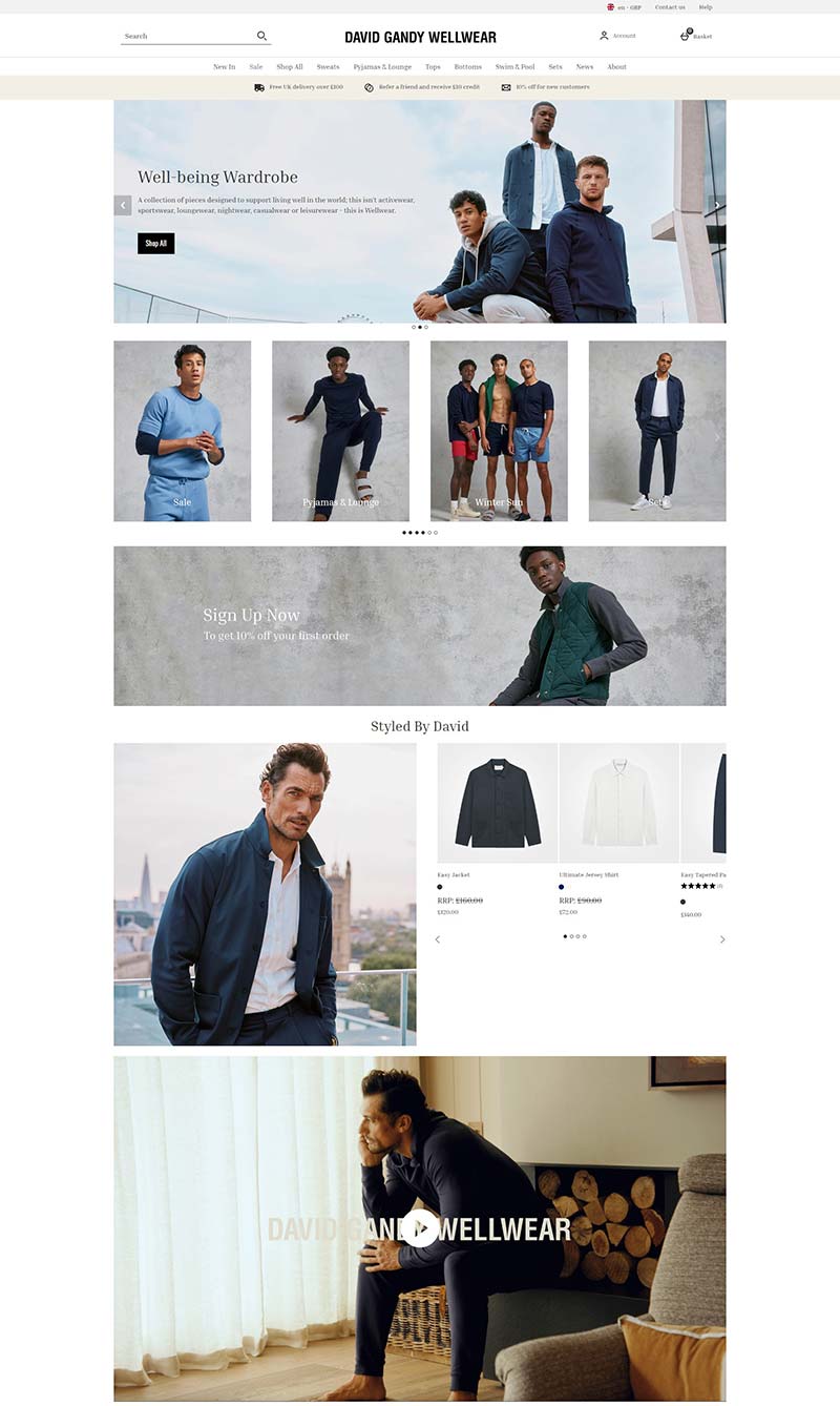 David Gandy Wellwear 英国极简舒适男装购物网站