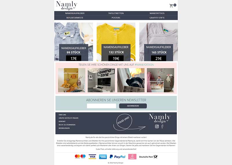 Namly DE 德国多功能定制标签购物网站
