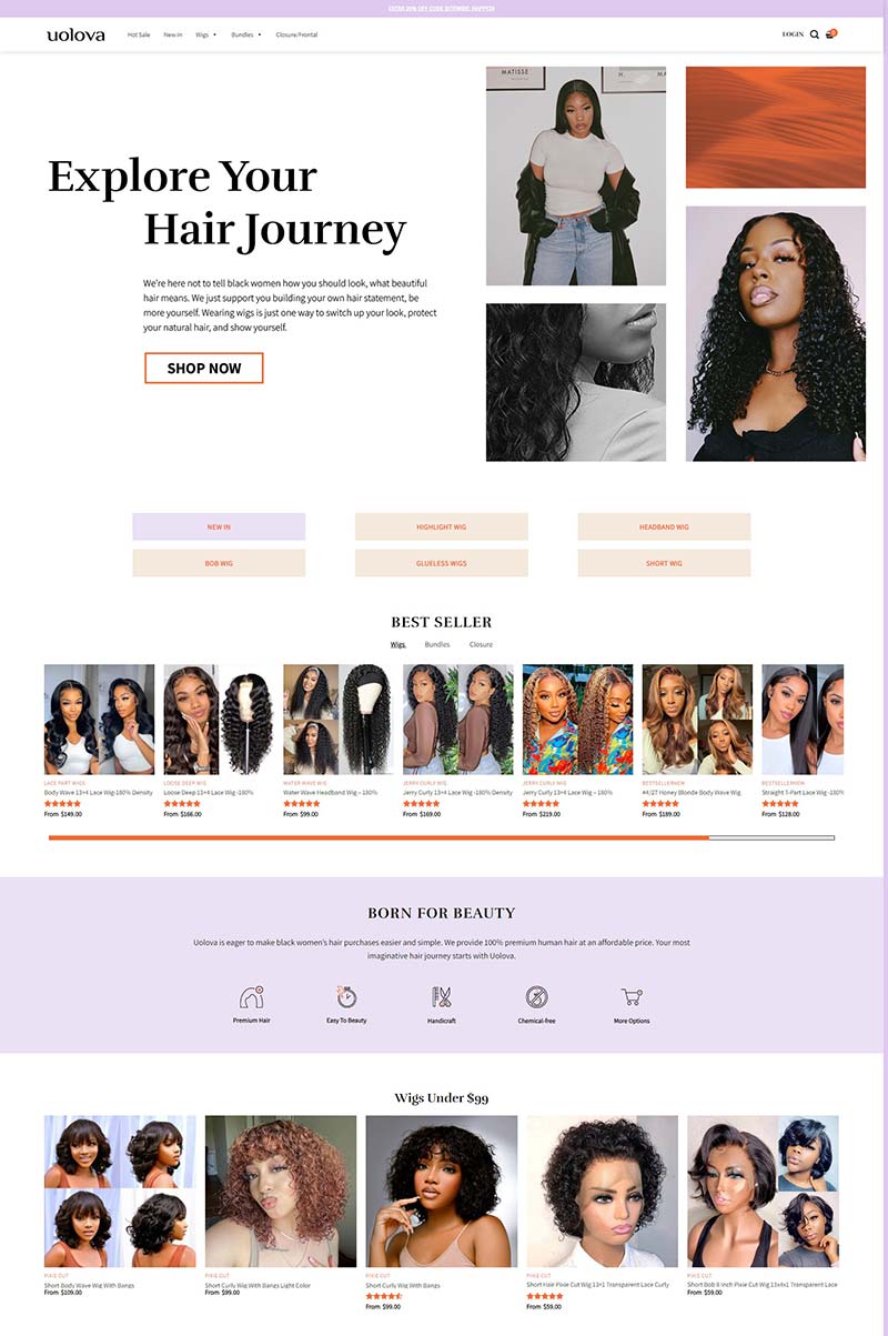 Uolovahair 中国女性美容假发品牌购物网站