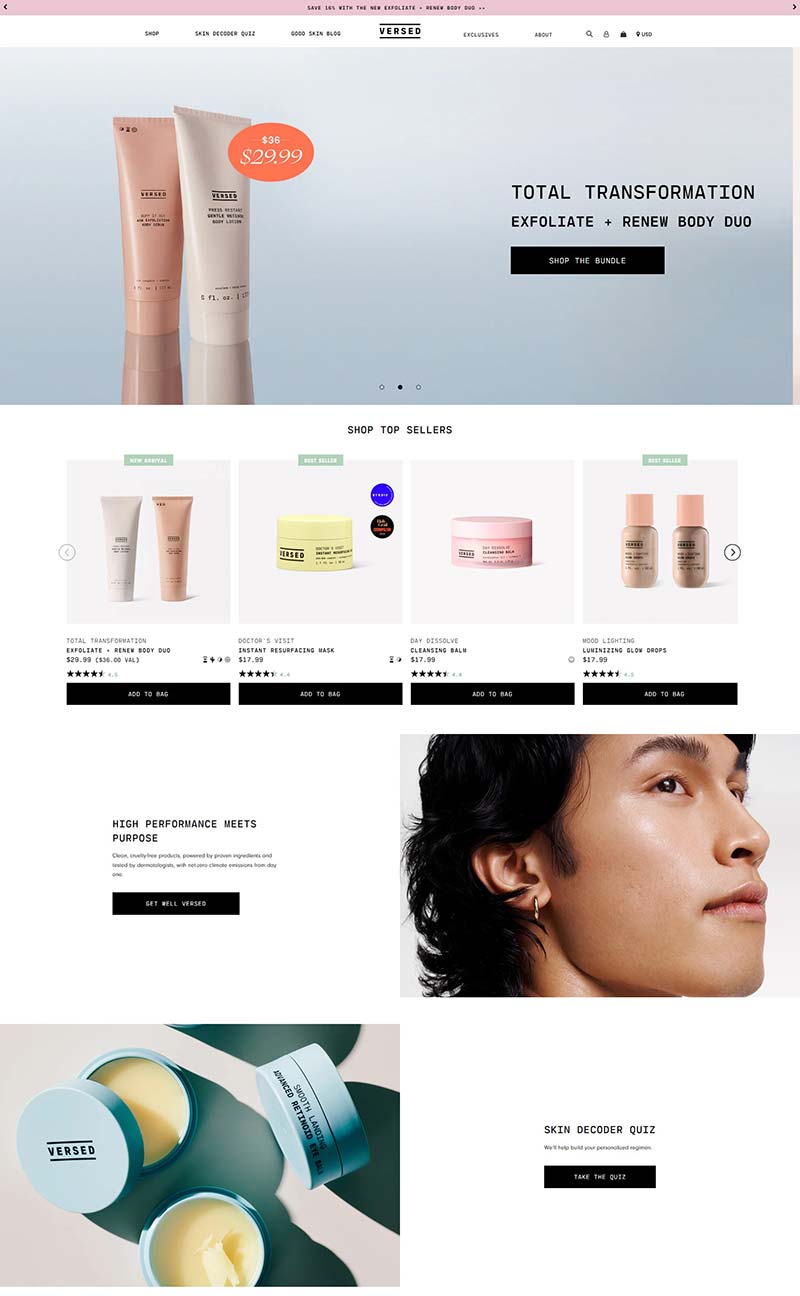Versed Skin 美国纯素清洁护肤品购物网站