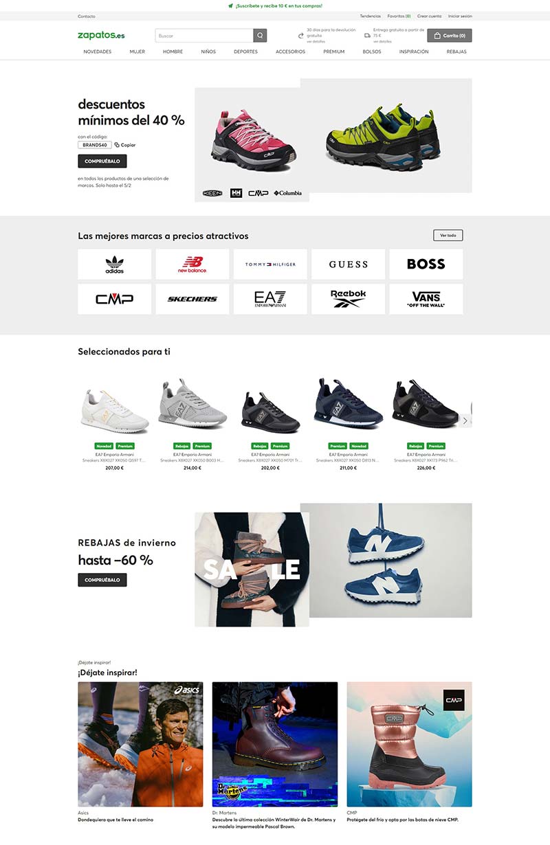 Zapatos.es 西班牙品牌鞋履在线购物商店