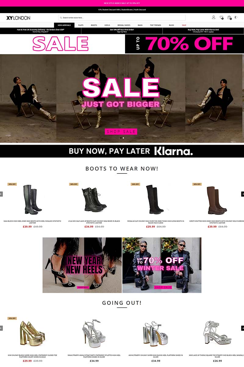 XY London 英国时尚女鞋品牌购物网站