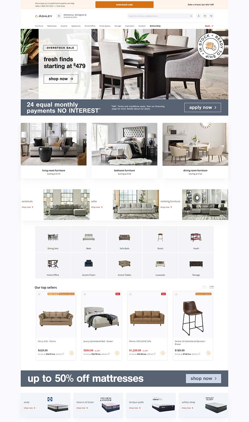 Ashley HomeStore CA 美国知名家具品牌加拿大官网