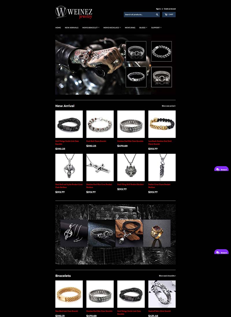 Weinezjewelry 美国不锈钢时尚首饰购物网站
