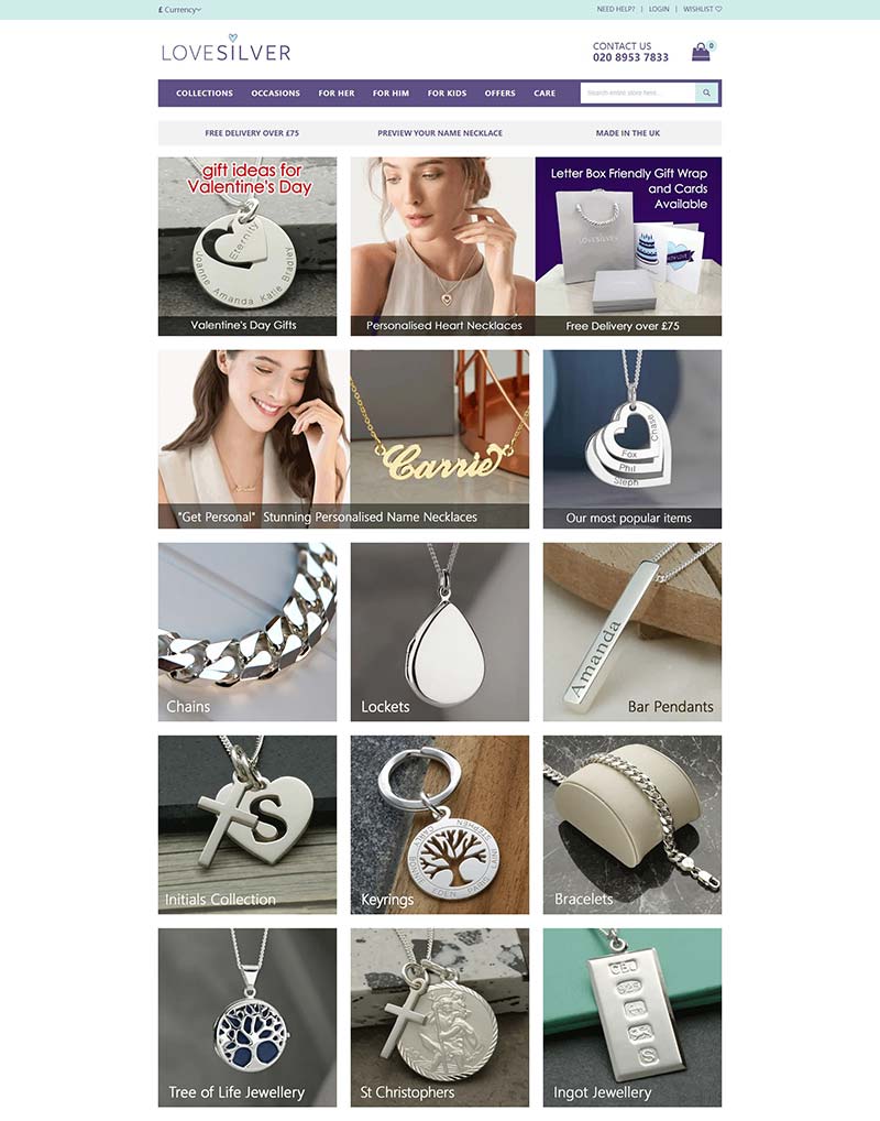 Lovesilver 英国纯银首饰品牌购物网站