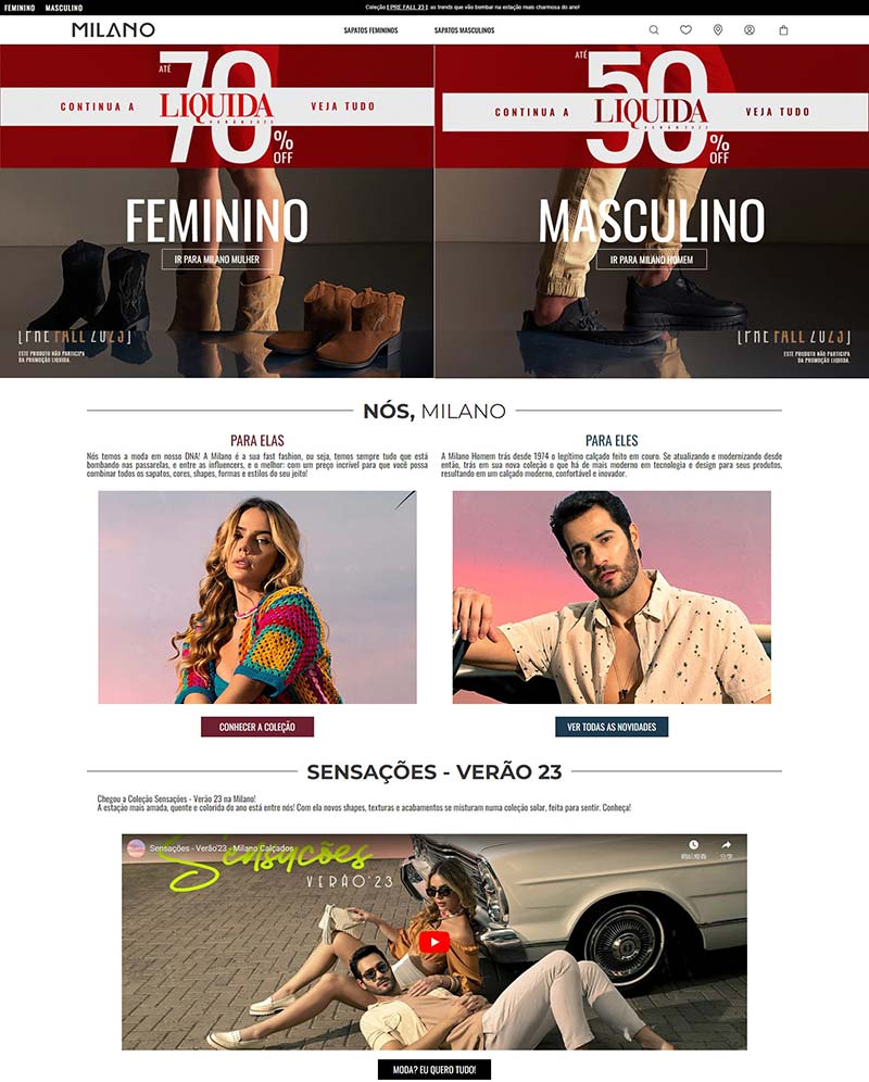 Milano BR 巴西时尚男女鞋履在线购物网站