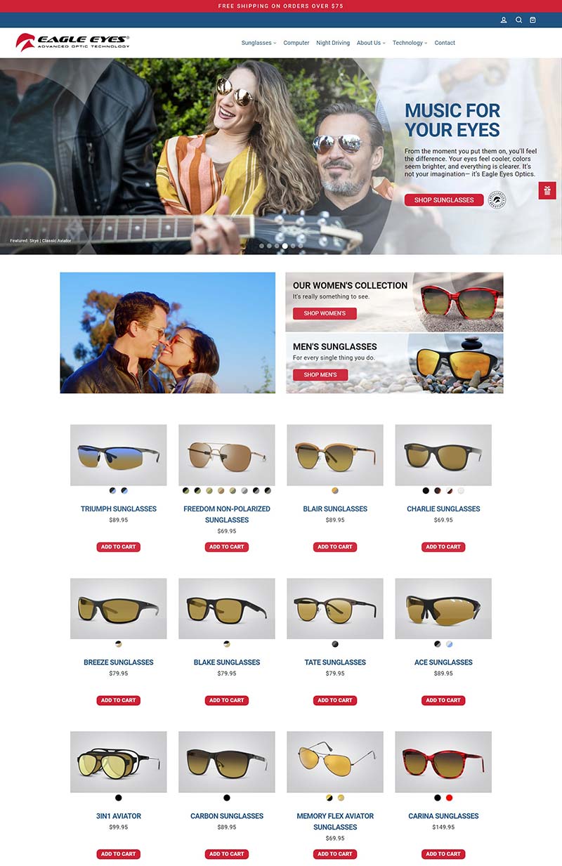 Eagle Eyes Eyewear 美国高性能眼镜购物网站