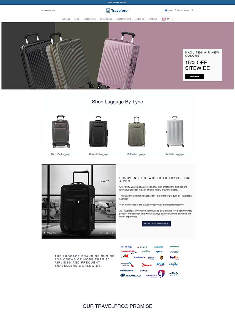 Travelpro 德国旅行箱品牌购物网站