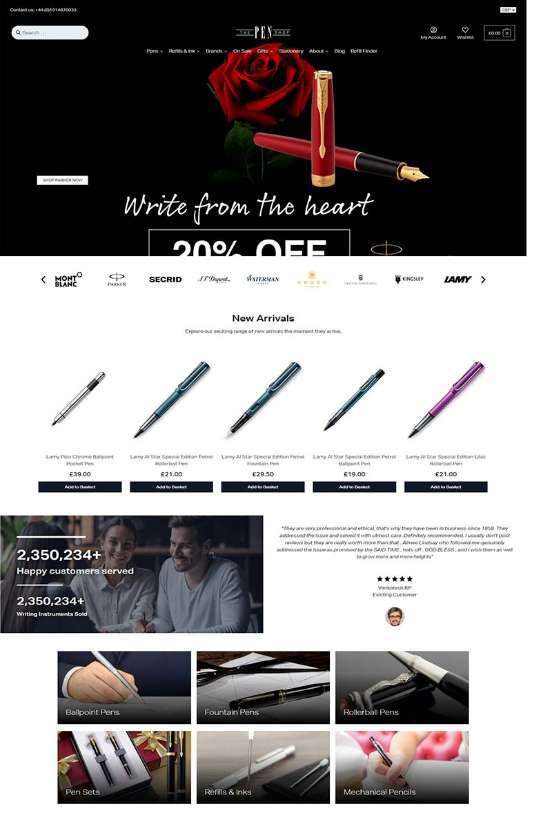 The Pen Shop 英国专业书写工具购物网站