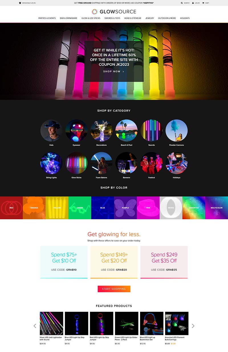 GLOWSOURCE 美国发光LED产品购物网站