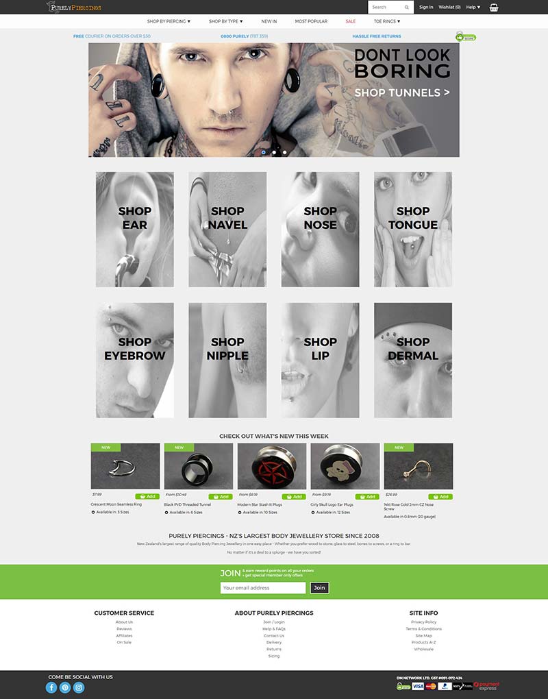 Purely Piercings 新西兰人体珠宝品牌购物网站