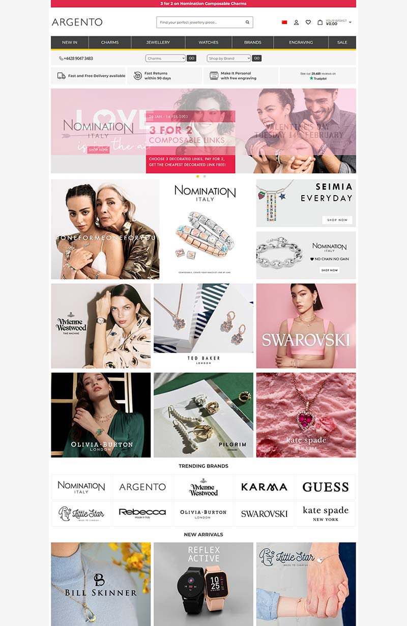 Argento UK 英国高端品牌珠宝在线购物网站
