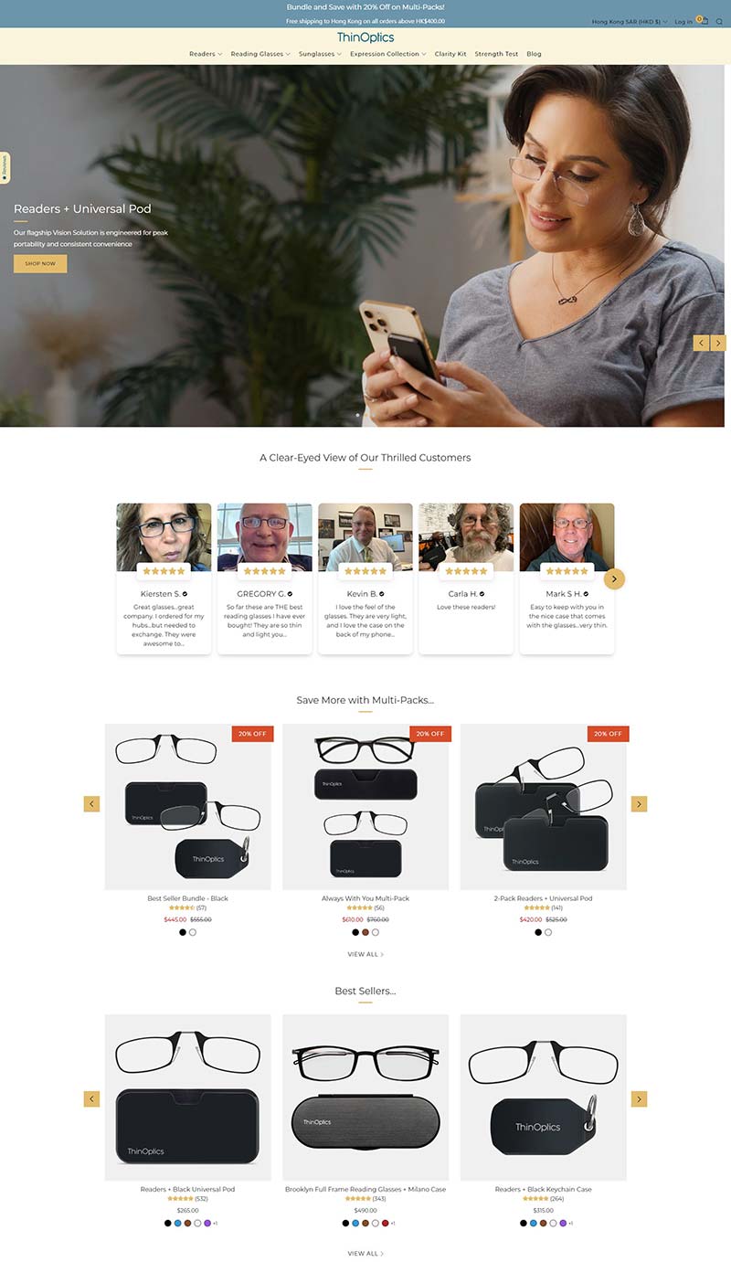 ThinOptics 美国老花镜品牌购物网站