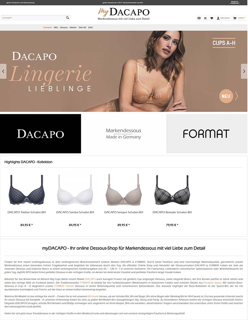 DACAPO DE 德国女性内衣品牌购物网站