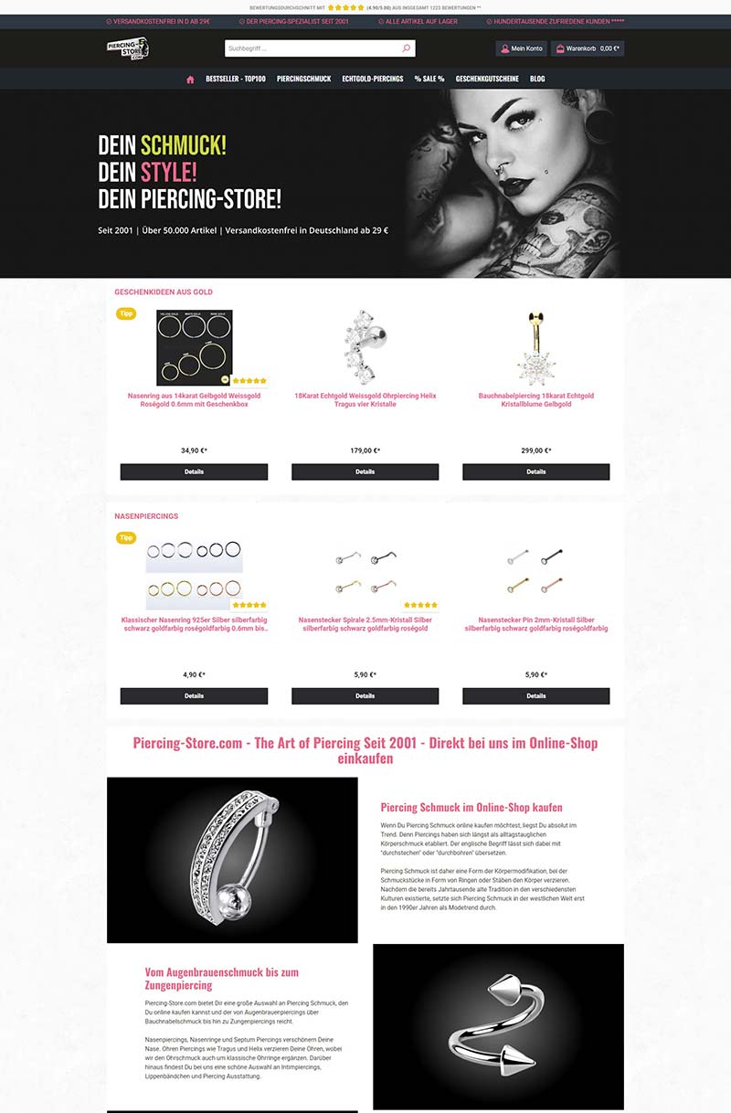 Piercing-Store 德国身体穿刺珠宝购物网站