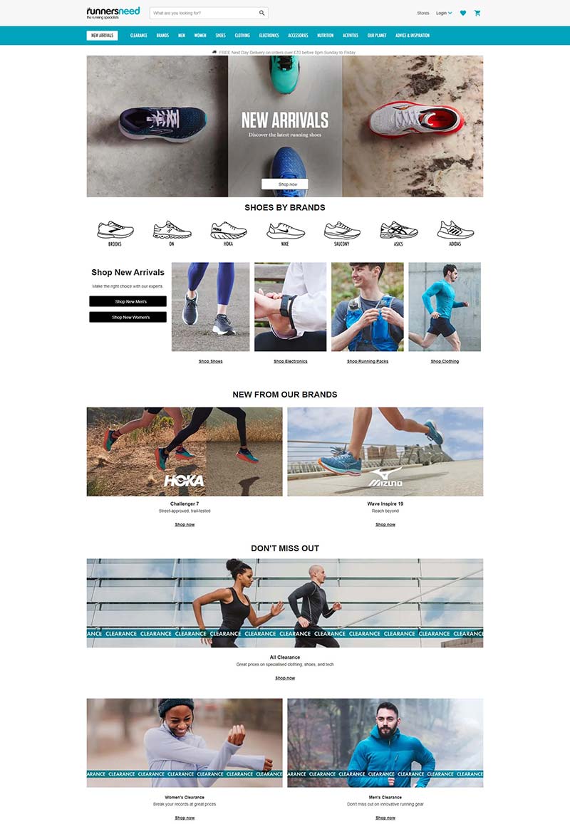 Runners Need 英国跑步鞋服品牌购物网站